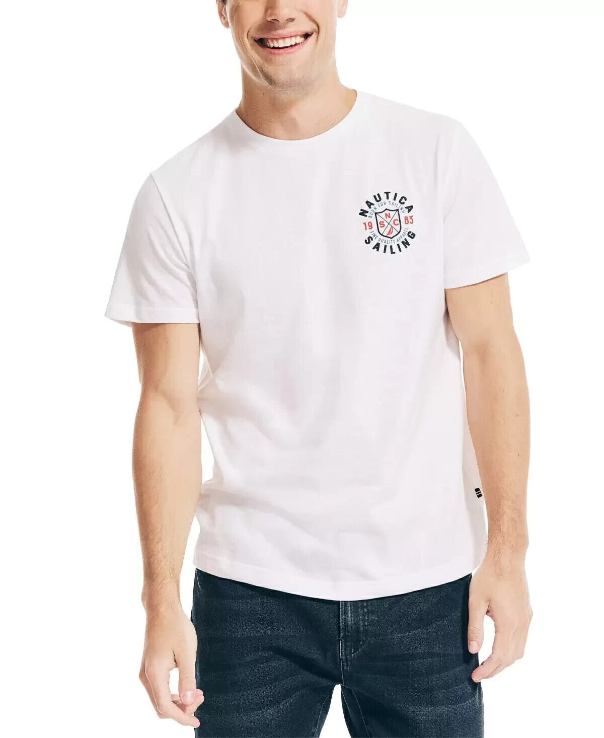 Nautica Men's Sailing Flags Graphic T-Shirt White Size XS