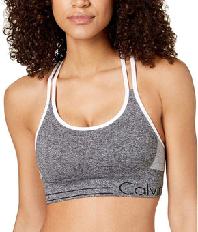 Calvin Klein Performance Strappy-Back Low-Impact Sports Bra (Heather Grey, XXL)