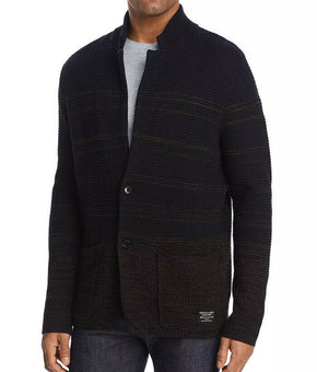 Scotch & Soda Men Structured Sweater Blazer Cardigan Dark Navy Blue Combo Size S