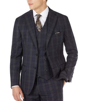 Tallia Men's Slim-Fit Wool Plaid Suit Jacket Navy Size 40 REG