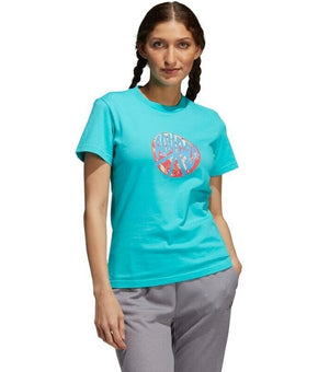 ADIDAS Women's Peace-Sign Cotton T-Shirt Green Size XL