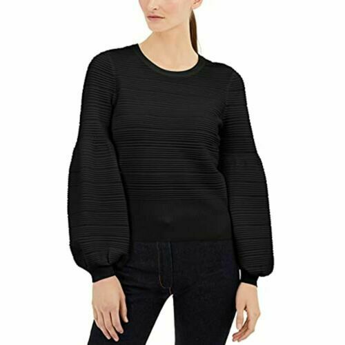 INC Solid Pointelle Ottoman Sweater womens black Size S MSRP $80
