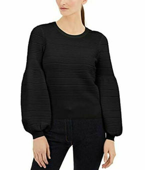 INC Solid Pointelle Ottoman Sweater womens black Size S MSRP $80