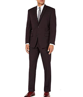 Marc York Mens Suit Set Modern Fit Solid 2 Piece Purple 44