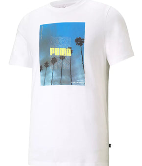 PUMA Men's Photo Logo Graphic T-Shirt White Size L MSRP $25