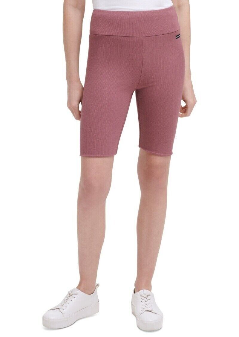 Calvin Klein Jeans Womens High-Waist Ribbed Bike Shorts pink Size XL MSRP $50