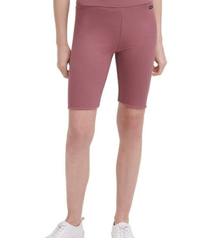 Calvin Klein Jeans Womens High-Waist Ribbed Bike Shorts pink Size XL MSRP $50
