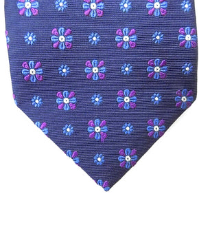 Hilditch & Key Blue Navy Purple Size 8.5 Tie Necktie 100% Silk MSRP $135