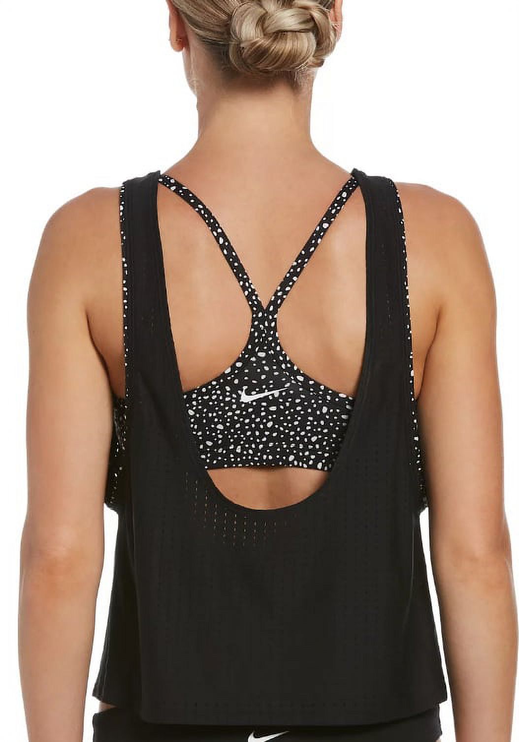 Nike Black, Water Dots Convertible Layered Tankini Swim Top, US Size L
