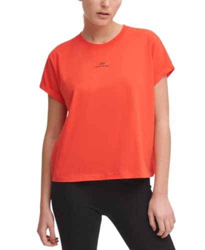 DKNY Sport Cotton Logo T-Shirt (Large, Hibiscus) Size L Red