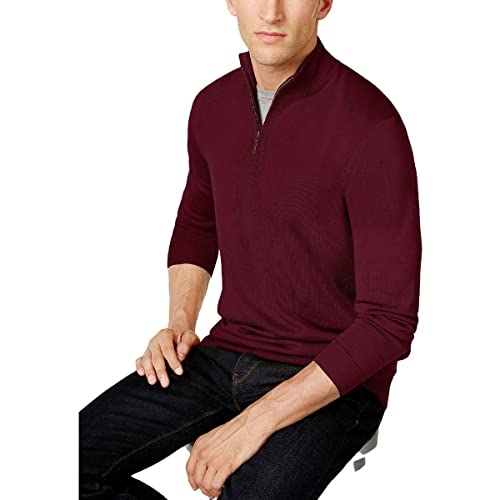 Clubroom Mens Burgundy Red Quarter-Zip Wool Blend Pullover Sweater Size XXL