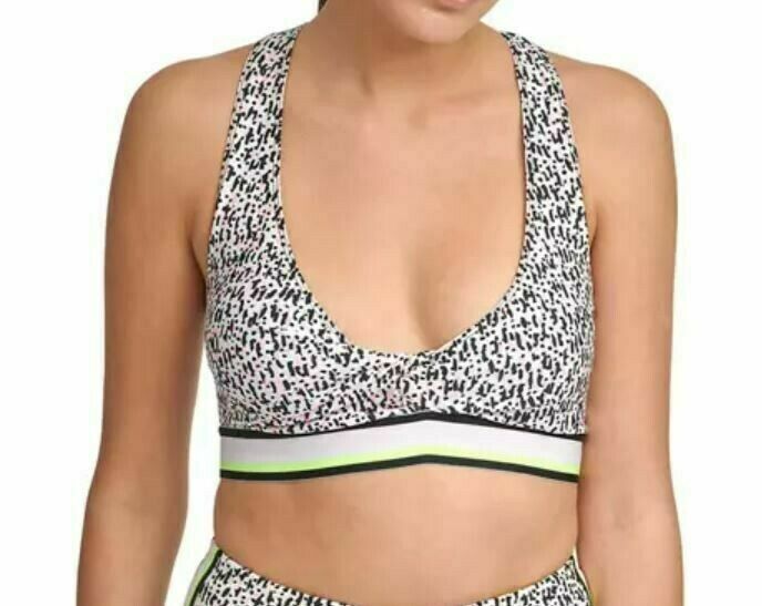 DKNY Sport Printed Low-Impact Sports Bra womens white Size XL MSRP $45