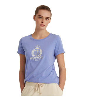 Lauren Ralph Lauren Womens Blue Short Sleeve Crew Neck T-Shirt Size XS MSRP $80