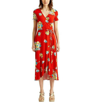 Lauren Ralph Lauren Floral a-Line Sleeve Dress Red Size XS MSRP $155