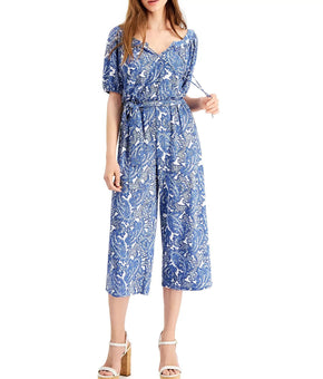 Michael Kors Womens Paisley Cropped Jumpsuit blue Size XXL MSRP $135