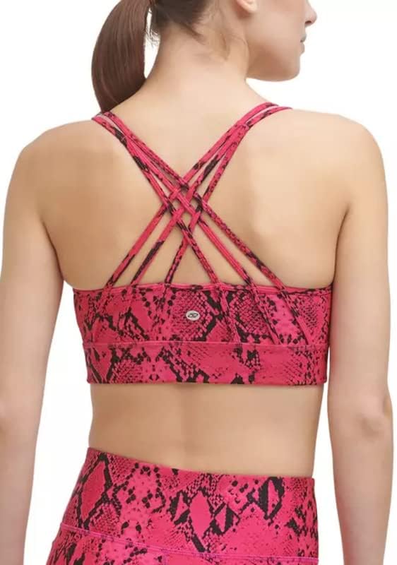 DKNY Sport Women's Snake-Embossed Sports Bra Tank Top (Pink, X-Small Size XS