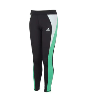 ADIDAS Big Girls Aeroready Colorblock Twist Tights Black Green Size S (7/8)