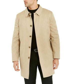 Tallia Mens Coat Beige Size XL Leopard Faux-Leather Print Trench Slim $495 #024