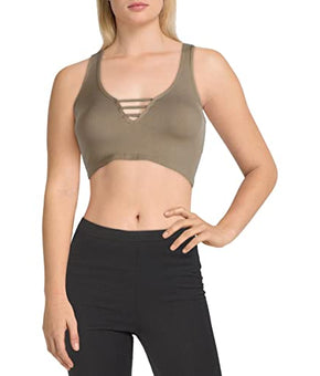 Free People Intimately Womens Fitness Workout Crop Top Brown M/L