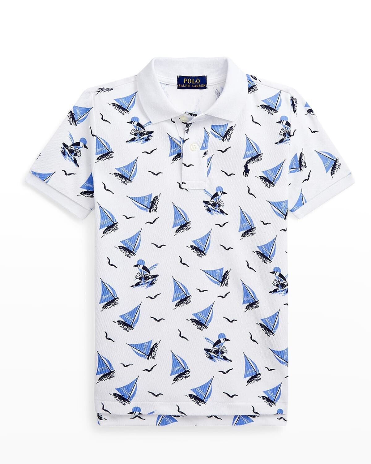 Ralph Lauren Boy's Sailing Cotton Mesh Polo Shirt, White Size 2/2T MSRP $55