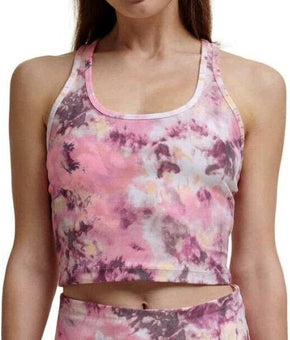 CALVIN KLEIN PERFORMANCE Printed Racerback Cropped Tank Top Pink Size S MSRP $50