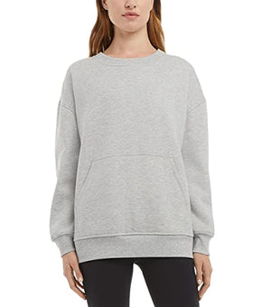 Danskin Ladies' Oversized Crewneck with Pocket, Light Heater Grey, Size S