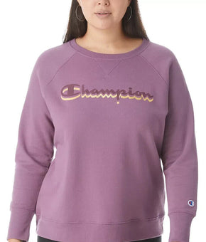 CHAMPION Plus Size Powerblend Logo Boyfriend Sweatshirt Purple 1X MSRP $50