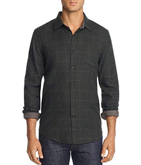 The Men's Store at Bloomingdale's Plaid Houndstooth-Print Shirt (Green Plaid, M)