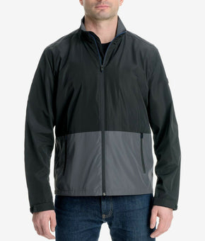 Michael Kors Men Big & Tall Colorblocked Logo-Print Windslicker Jacket 2XB Black