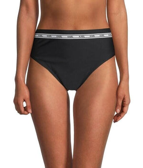 KARL LAGERFELD PARIS Cheeky High-Waist Bikini Bottom Black, Size L MSRP $58