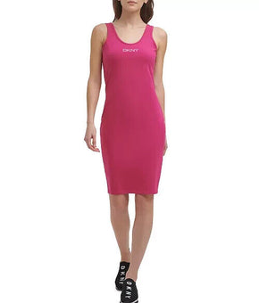 Dkny Sport Women's Embellished Logo Tank Dress Pink Size XS MSRP $60
