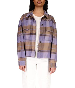 Sanctuary Startstruck Shacket Button Jacket Violet Plaid Purple Size XS (US 2)
