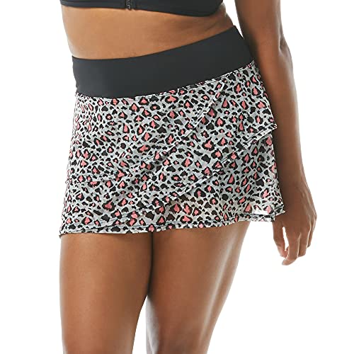 Ruffle Swimsuit Skirt Mesh Layer Swim Skort, Tummy Control Size S Black