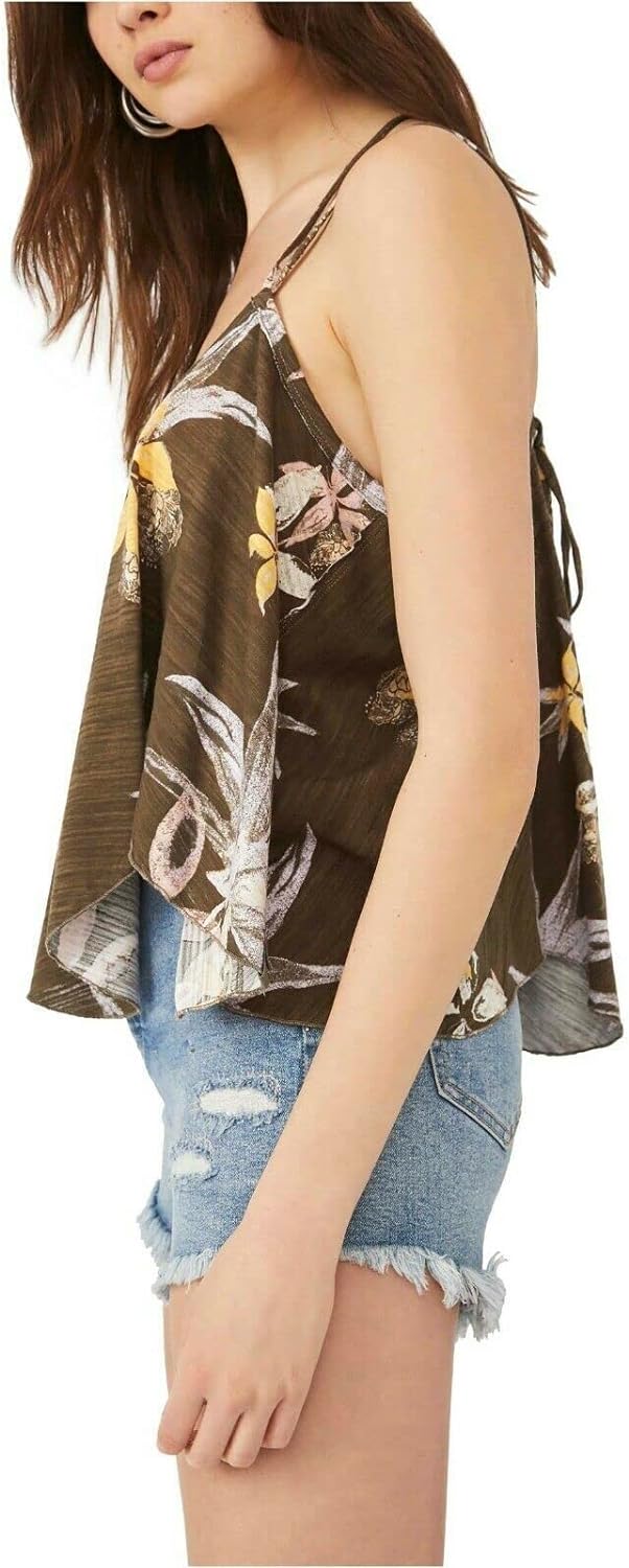 Free People Hey Girl Cotton Tank Top, Army Combo, X-Large