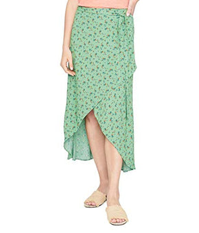 Sanctuary Womens Jamie Faux Wrap Floral Print Midi Skirt Green S