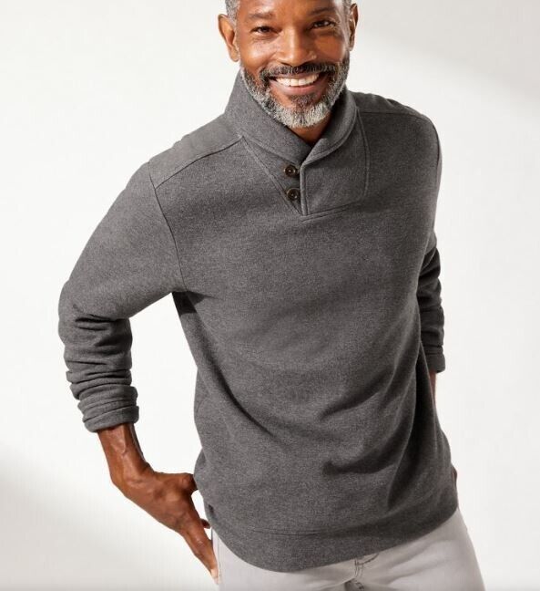 Tommy Bahama Men's Monserrat Shawl-Collar Sweater, Gray XXL MSRP $128