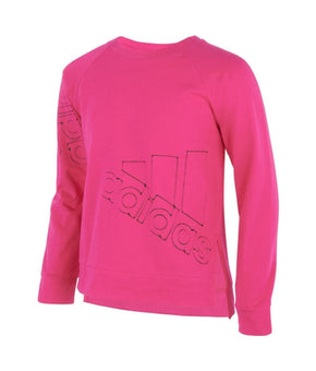 ADIDAS Big Girls Long Sleeve French Terry Crewneck Top Pink Size L(14) MSRP $40