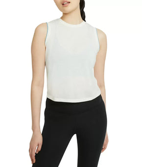 Nike Women s Crochet-Trimmed Yoga Tank Top Ivory Size S MSRP $40