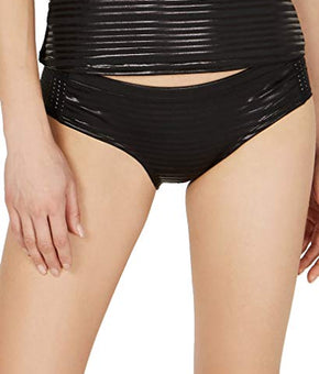 Nike Women's 6:1 Shine Stripe Hipster Bikini Bottoms Size XS Black Patent Black