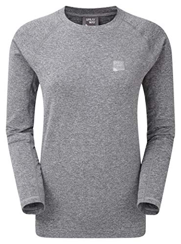 Sprayway Womens Rissa Crew, Chrome Gray Long Sleeves T-Shirt, Size 8