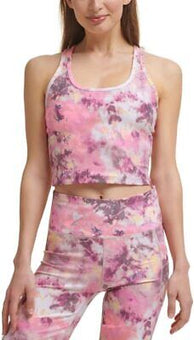 Calvin Klein Performance Women's Printed Racerback Cropped Tank Top Pink, Medium