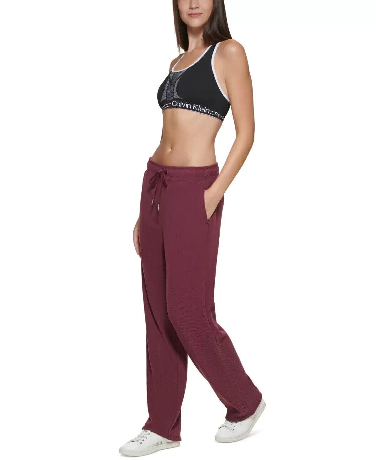 Calvin Klein womens Performance Ribbed Track Pants purple Size XL MSRP $80