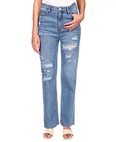 Sanctuary Womens Denim Destroyed Wide Leg Jeans Blue 29
