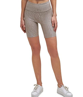 Calvin Klein Performance Women's Printed Bike Shorts (Animal Gray, Size L)