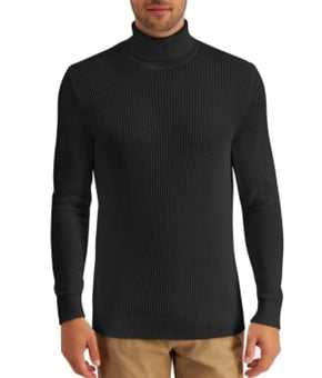 Club Room Men's Charcoal Gray Heather Textured Cotton Turtleneck Size M
