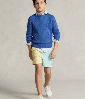Polo Ralph Lauren Boy's Color-Blocked Oxford Shorts Blue Size 12 MSRP $60