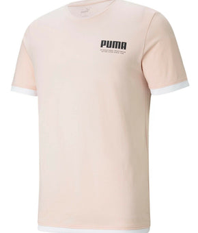Puma Men's Summer Court Elevated Crew Neck Graphic T-Shirt Pink Size S