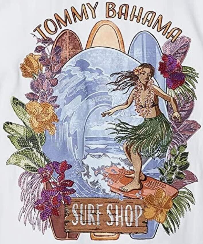 Tommy Bahama Men's Surf Shop Button Shirt Ivory Size XXL MSRP $158