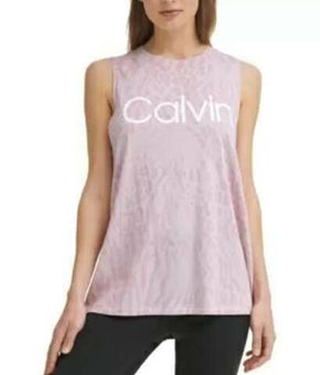 Calvin Klein Womens Performance Printed Sleeveless Top pink Size M MSRP $40