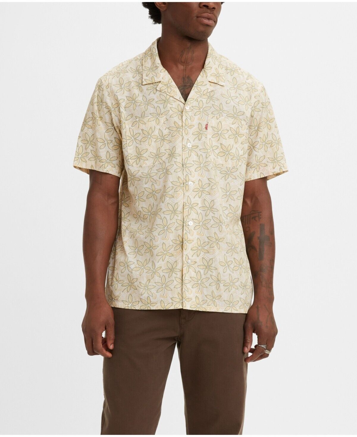 Levi's Men's Classic Camp Collar Relaxed Fit Shirt Yellow Size L MSRP $55